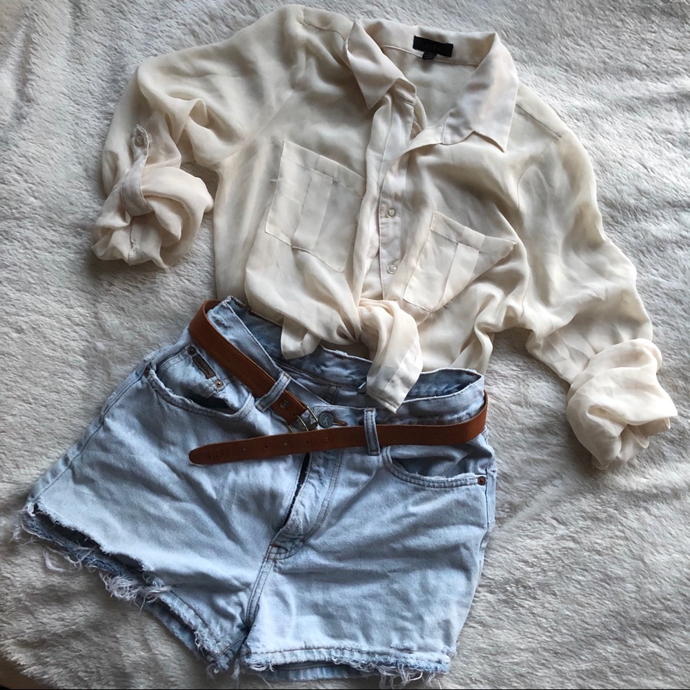 Blouse + Calvin Kleins + Italian Belt Outfit